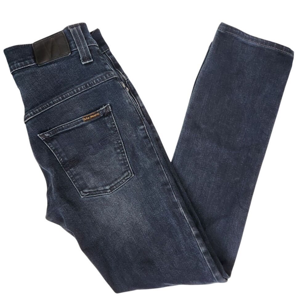 Nudie Jeans Mens Thin Finn Black Dust Organic Cotton Jeans 30x34